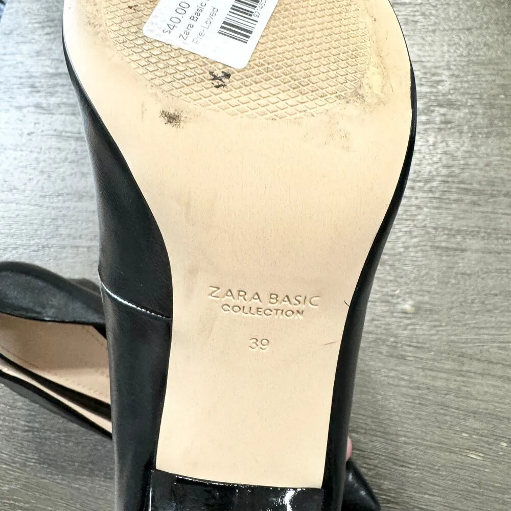 Zara Women Black Patten Leather Pump Business Women Heels Size 39/8.5 - Image 7