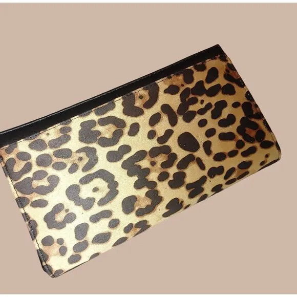INC Microsuede Leopard Print Clutch Wallet Passport Zipper Case Zip Pouch - Image 2