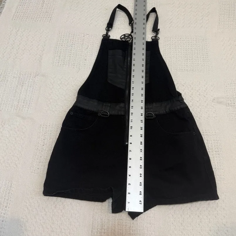 Killstar medium gothic Dean denim overalls bib shorts SH 3008 - Image 5