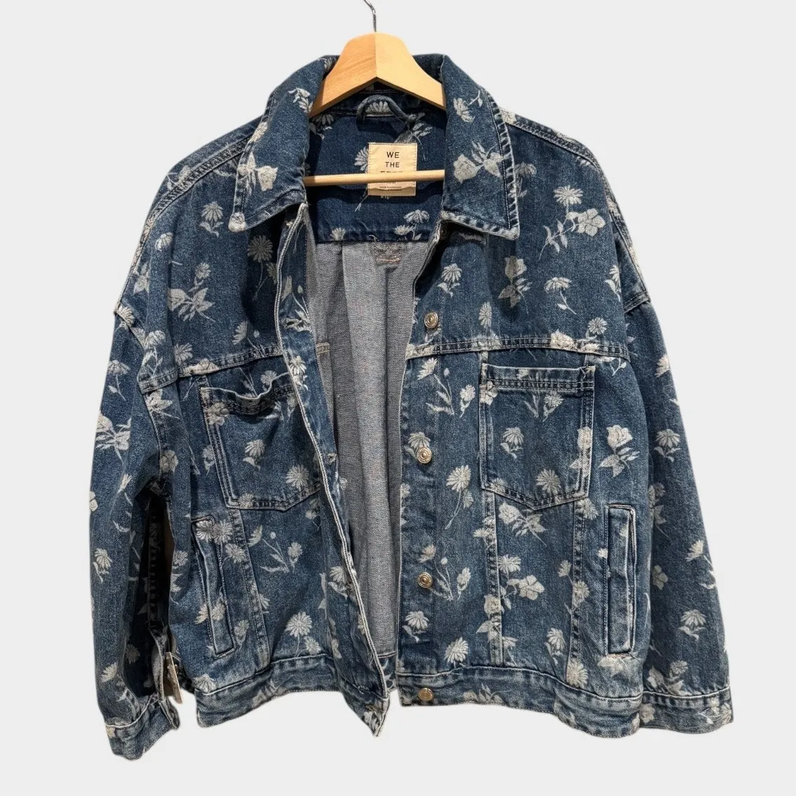NWT Free People Opal Floral Swing Denim Jacket Size Medium - Image 8