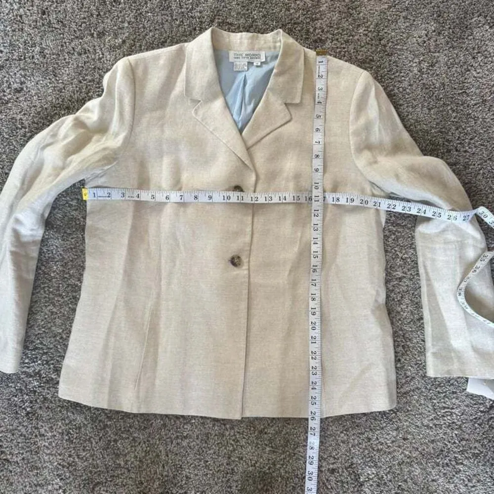The Works Saks Fifth Avenue Women's Linen Blazer‎ Jacket Career Size 16 Office - Image 5