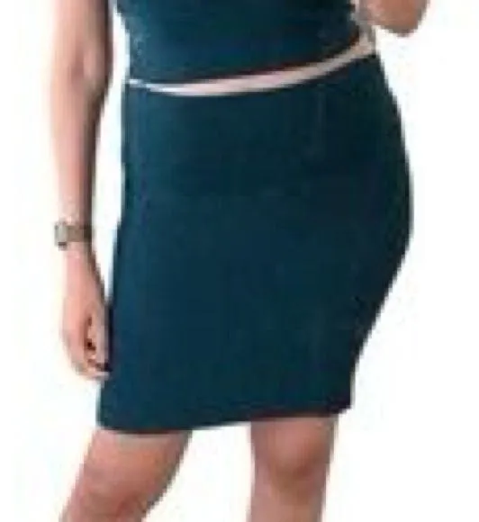 House Of Harlow 1960 Women's High Waisted Mini Skirt Size S Ribbed Dark Teal Green - Image 2