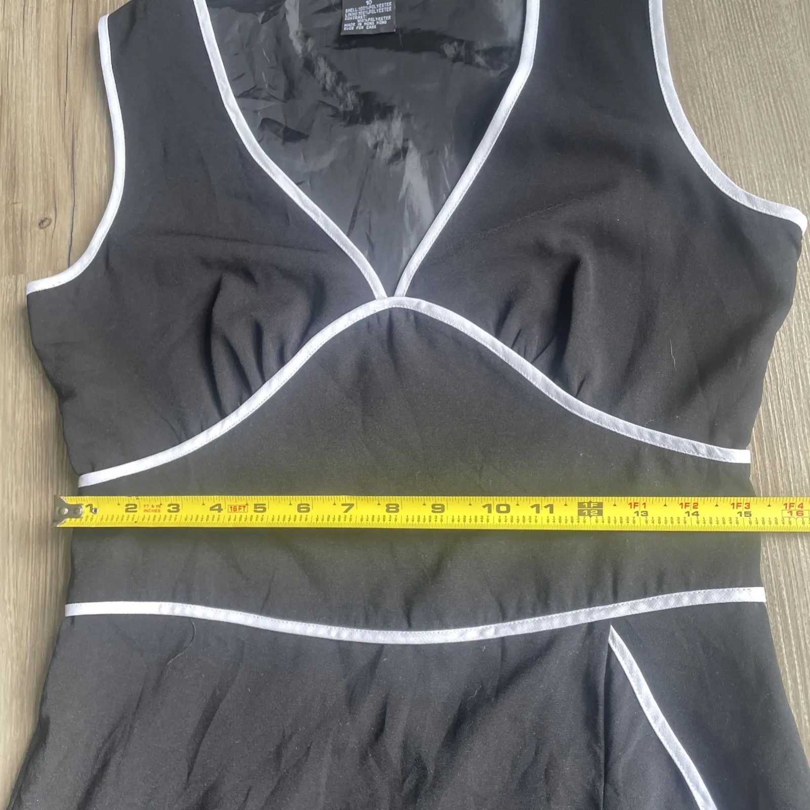 Vintage AGB Ruffle Dress Black Sleeveless Old Money V Neck Empire Size 10 Luxury - Image 7