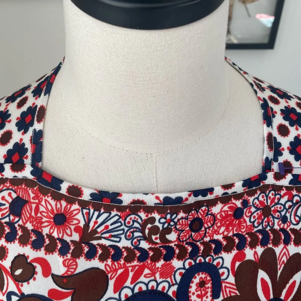 Vintage 70s Goldworm Italy Short Sleeve Mod Boho Print Dress M Brown Size M - Image 6