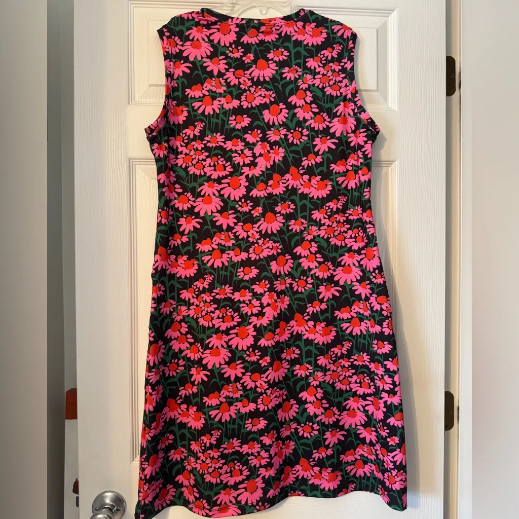 Floral Pink and Black Dress Size L - Image 2