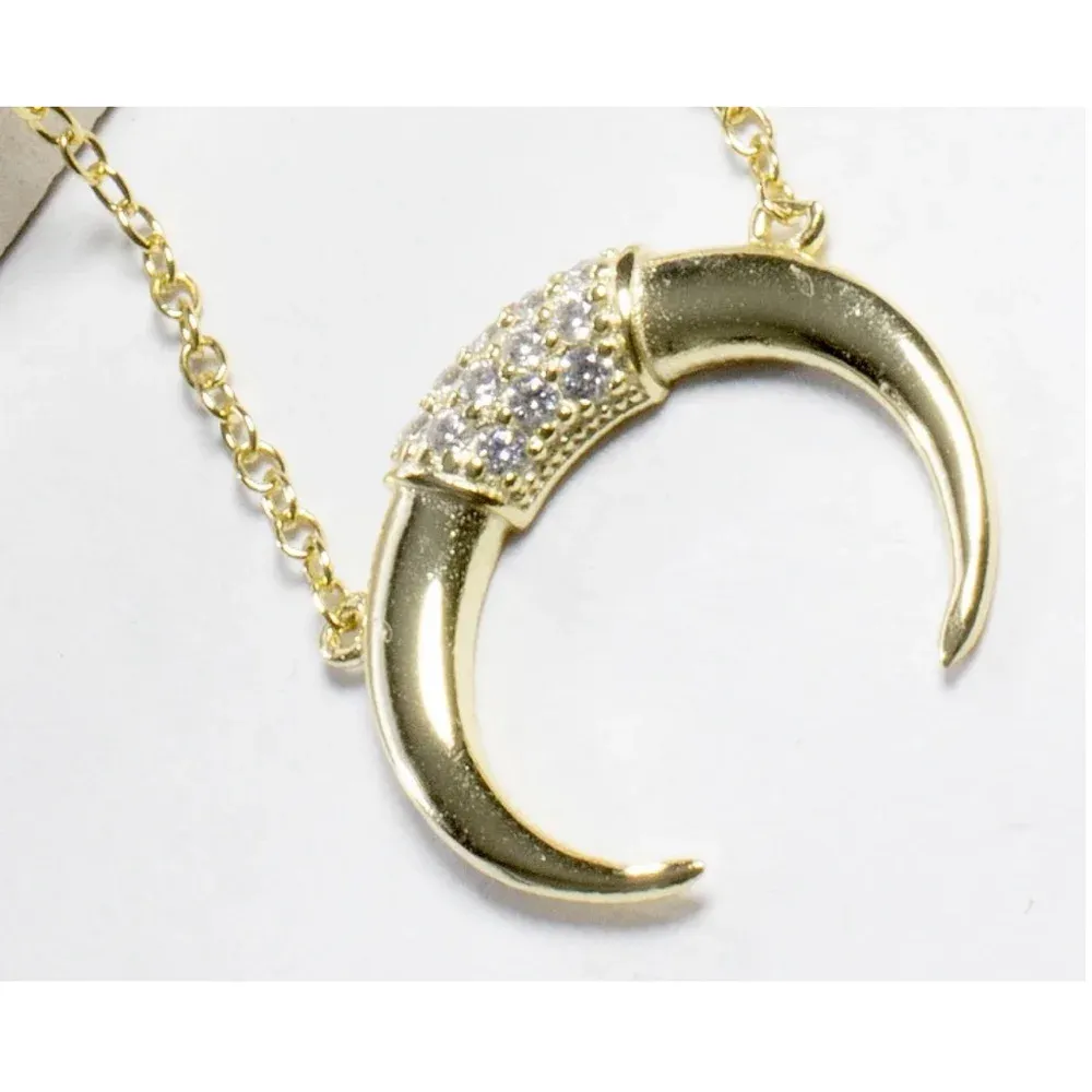 NEW Women's Gold-Plated Crescent Moon Horn‎ Necklace Size 16 + 2” - Image 8