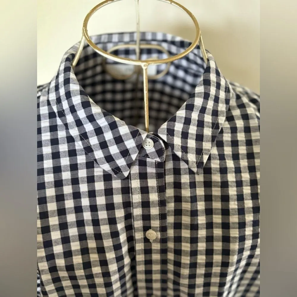 1901 gingham button up long sleeve top size L - Image 4
