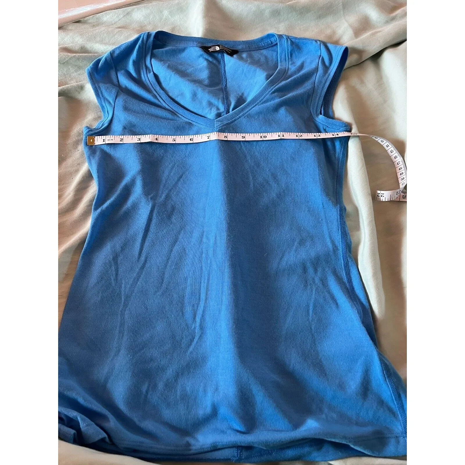 The North Face Racerback Tank Top Women XS Blue Athletic Stretch V Neck - Image 3