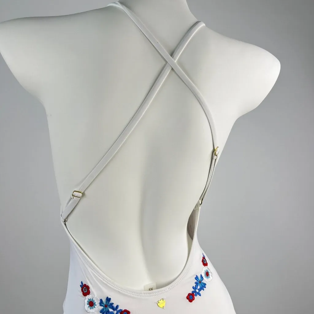 NWOT Juicy Couture 1PC Swimsuit White Embroidered Floral Swimwear Size XS - Image 6