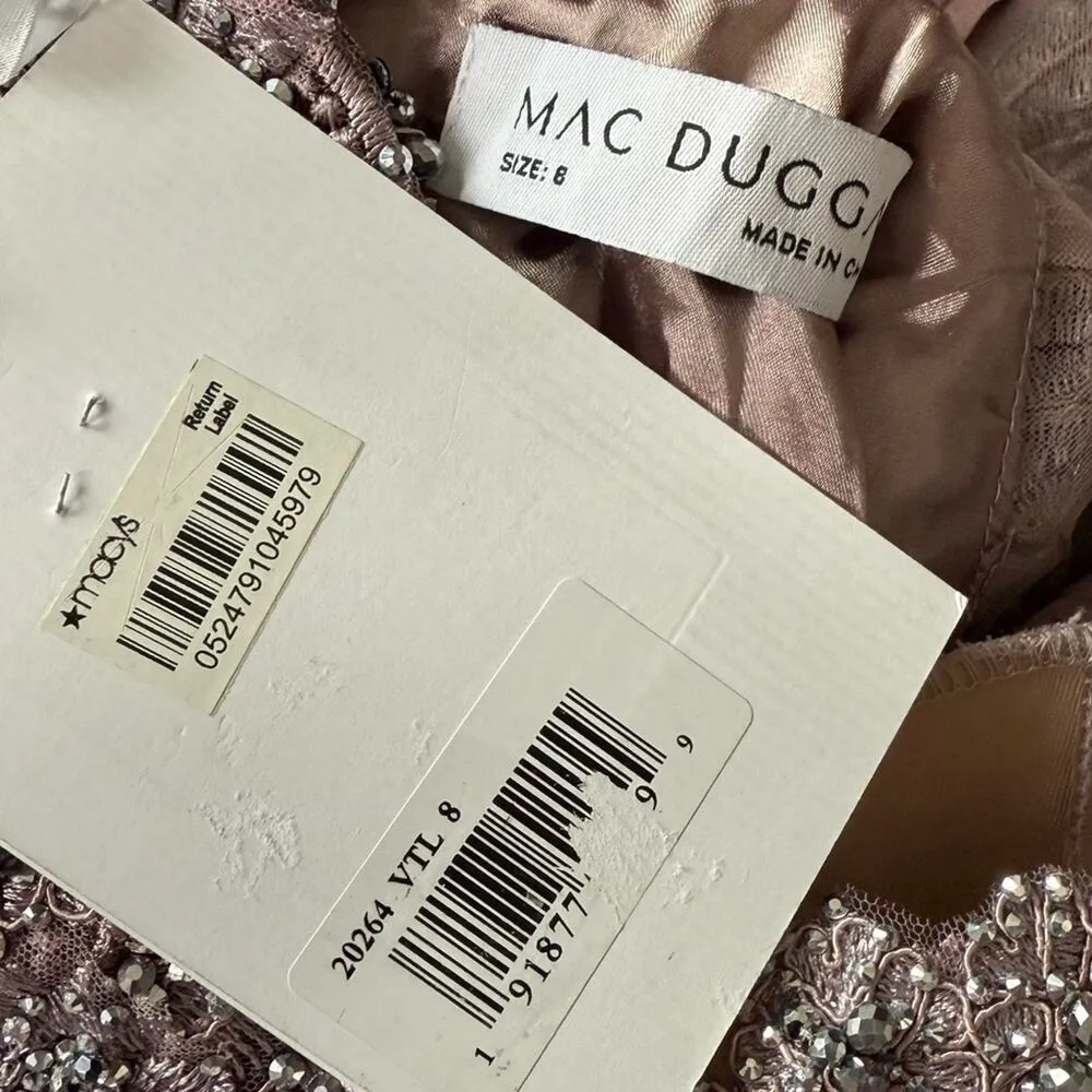 Mac Duggal Applique Cap Sleeve Bodice Flowy Gown Vintage Lilac Women’s Sz 8 - Image 7