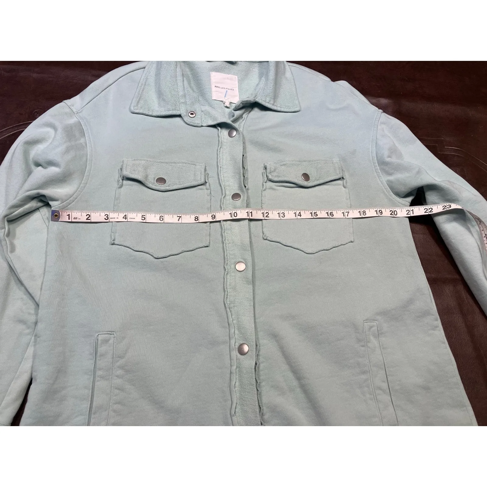 Avec Les Filles Mint Green‎ Jacket Size S Cotton Utility Pocket Button Relaxed - Image 16