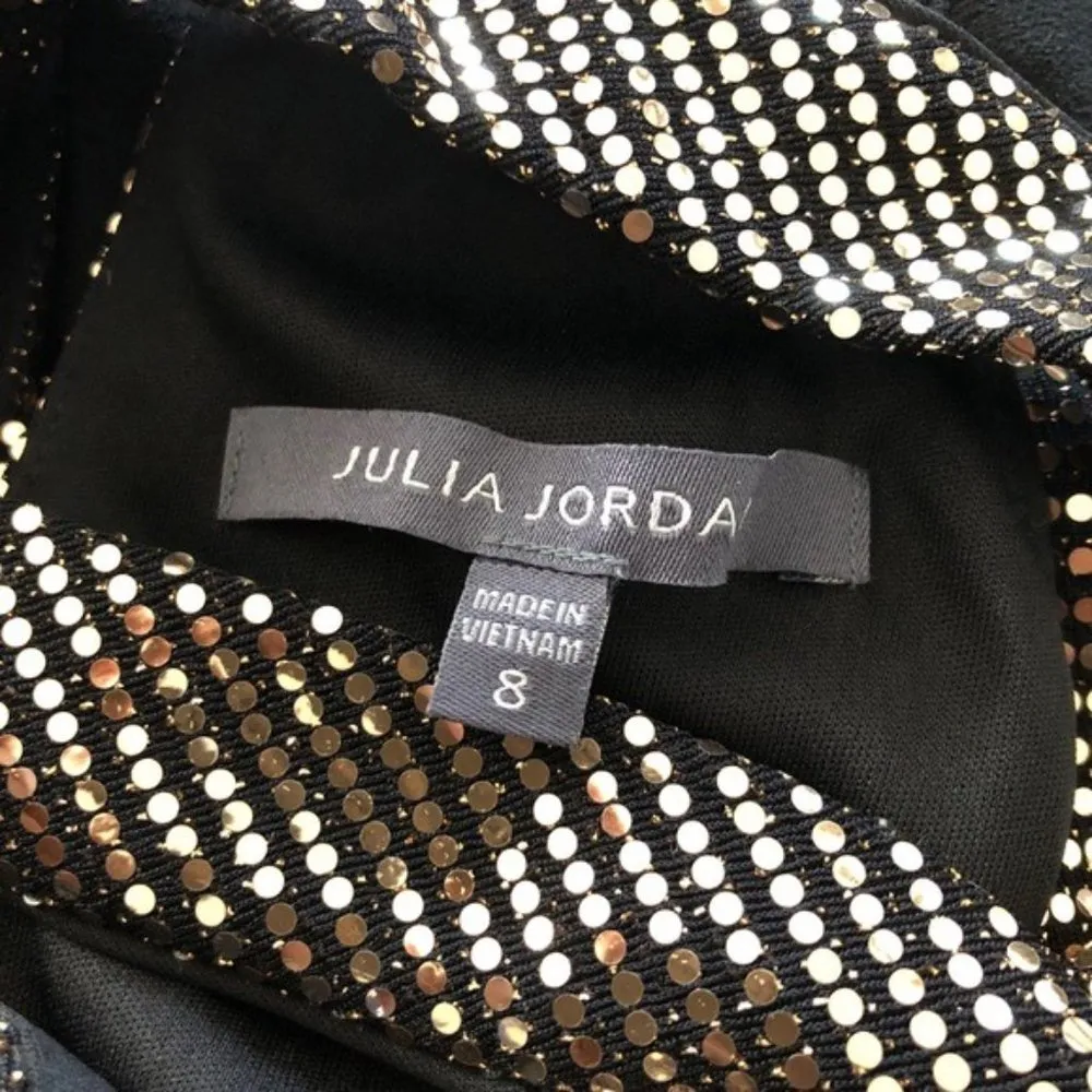 Julia Jordan Twist Halter Neck Jumpsuit Gold Metallic Wide Leg Size 8 NWT - Image 9