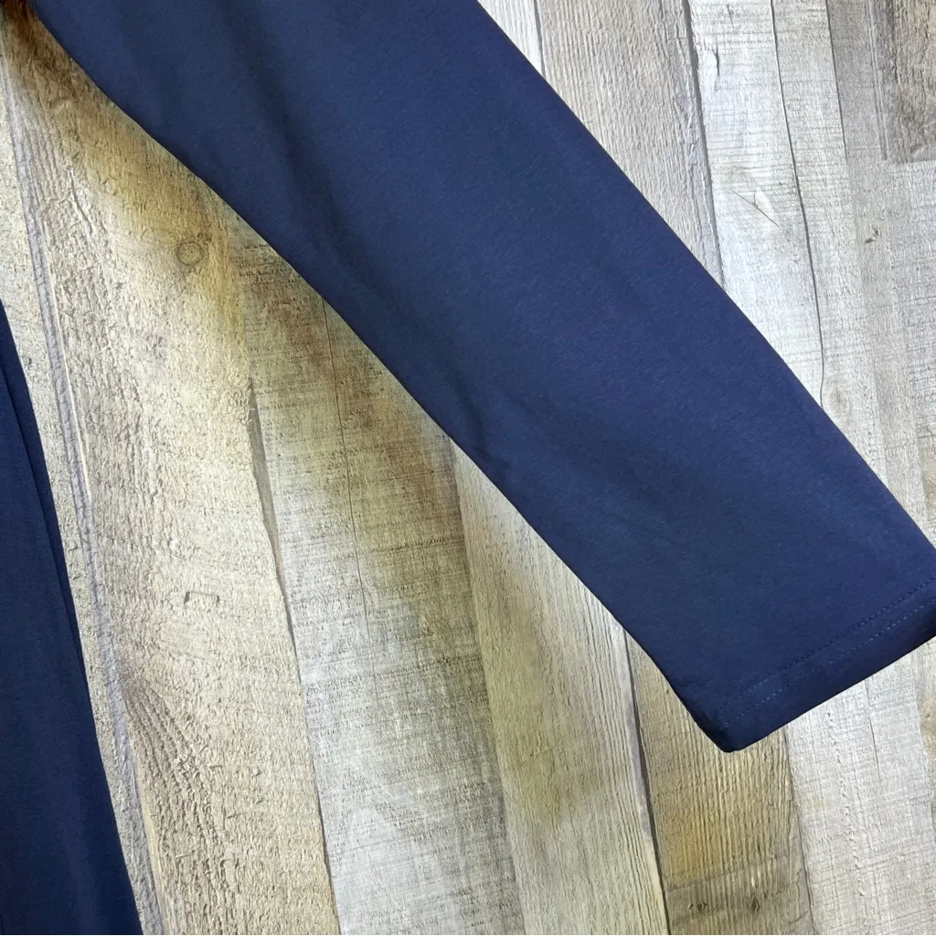 Slig Navy Blue Medium Scoopneck Faux Button Front Pullover Dress with 2 Pockets - Image 8