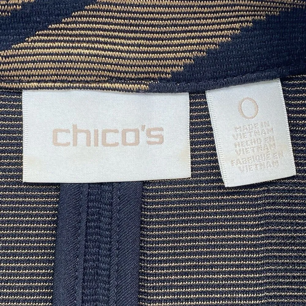 Chico's‎ Blazer Jacket Womens Small Gold Black Career Geometric linear blazer - Image 4