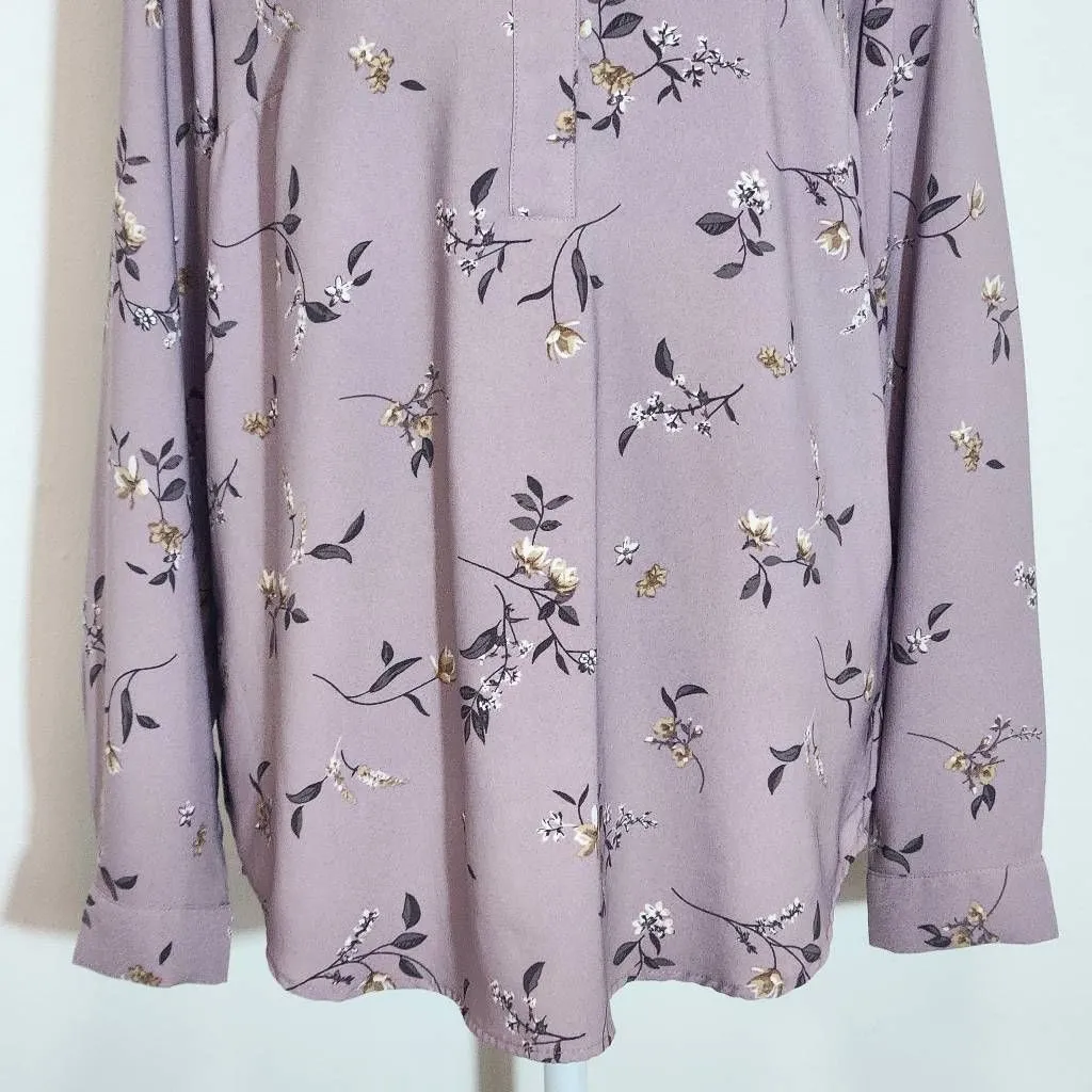 Hilary Radley Light Purple Floral Blouse Size Medium Mauve Floral Top - Image 4