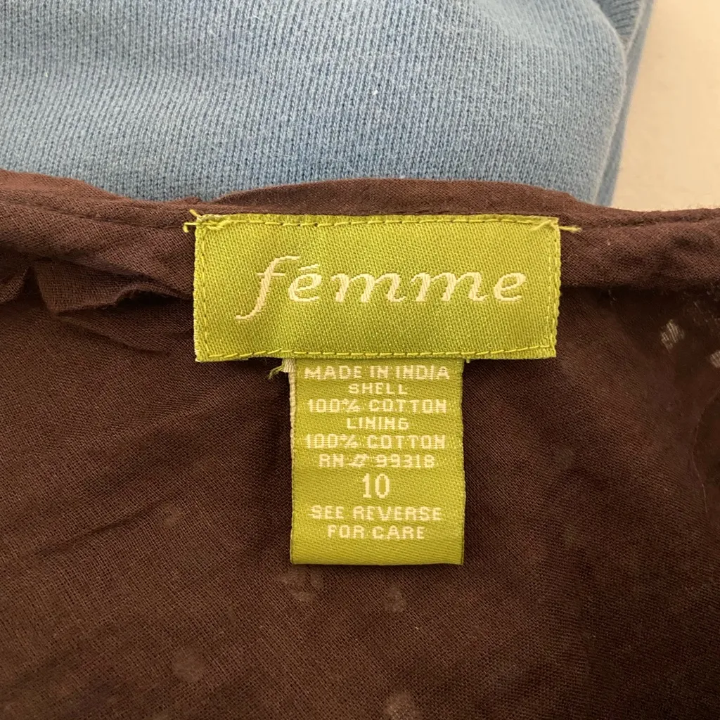 EUC‎ Femme women’s brown embroidered cutout textured flowy long skirt size 10 - Image 7