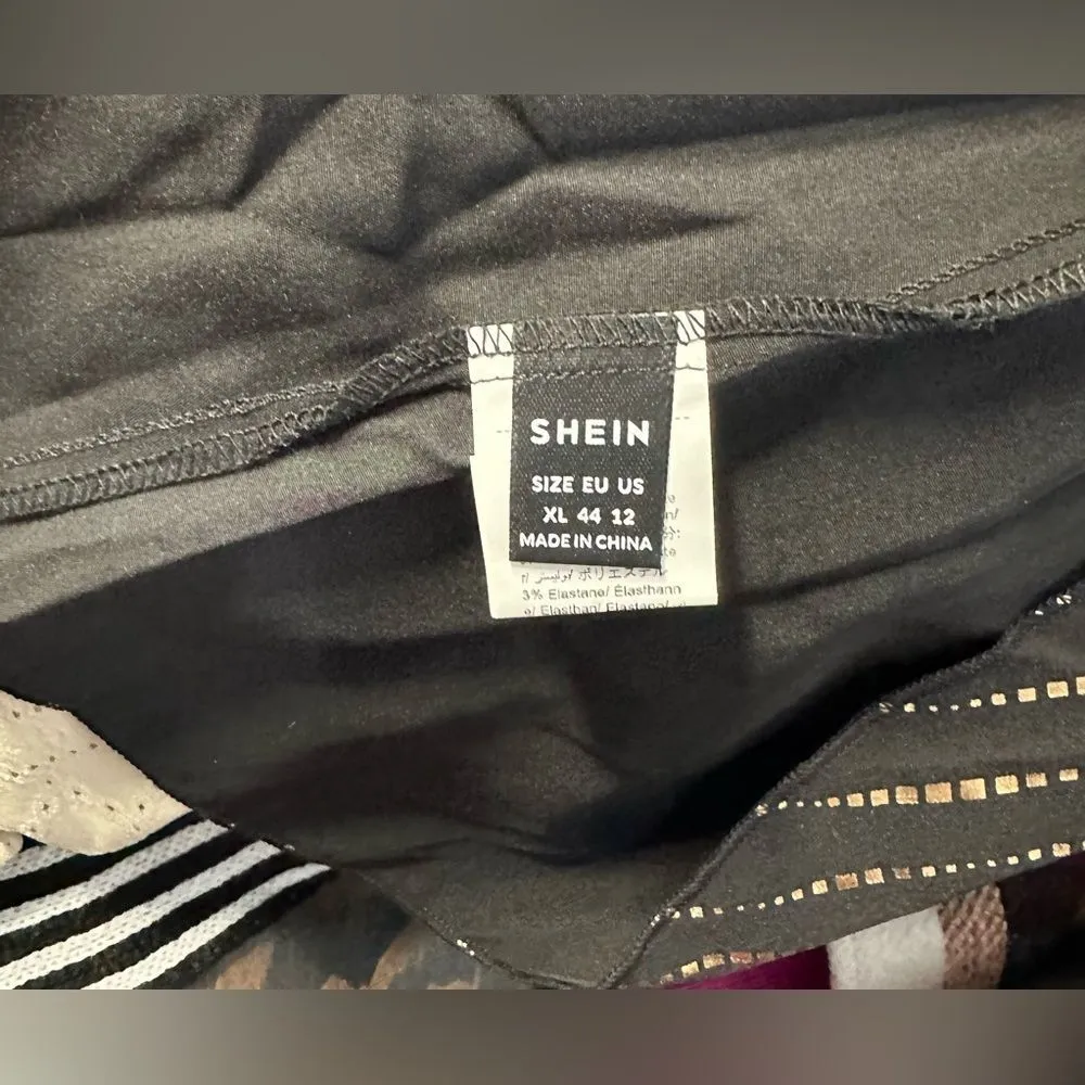 Woman’s SHEIN Hi-Low Tank Blouse Black Gold Stripe (392) - Image 6