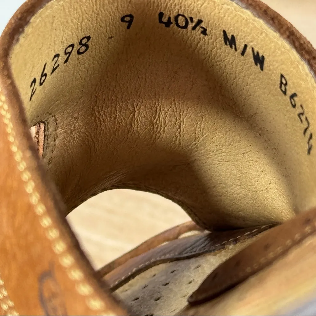 Born Nubuck Leather Cutouts Slip On Slide Sandals Carmel Tan 9 - Image 11