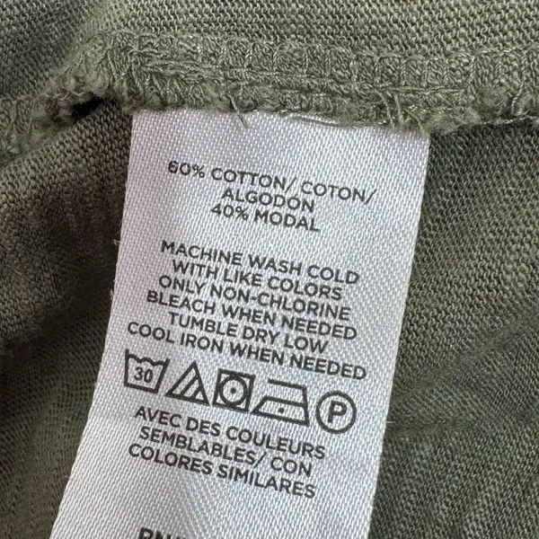 Loft Slub Jersey Knit Scoop Neck Peasant Tee Shirt Olive Green Large - Image 10