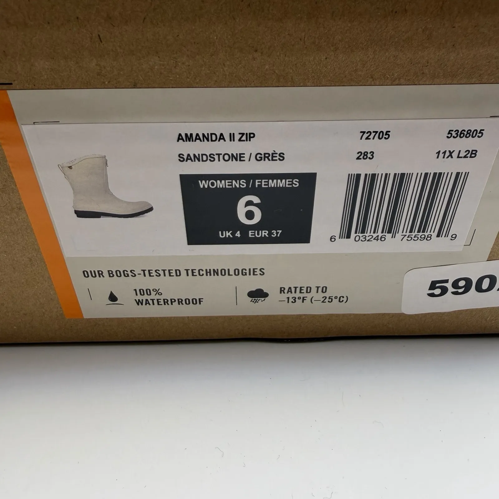 Bogs Womens Amanda II Zip Boot Sandstone 6M New rain boot Waterproof Tan Size 6 - Image 11