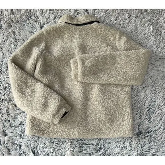 Toad & Co Jacket Womens XSmall Ivory Teddy Bear‎ Sherpa Collared Snap Closure Size XS - Image 2