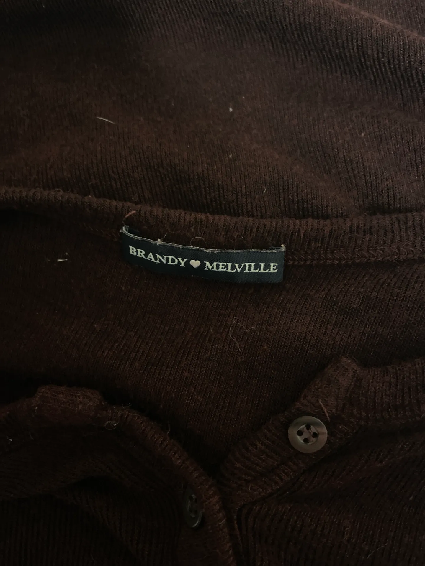 Brandy Melville brandy burgundy button up long sleeve top  - Image 3