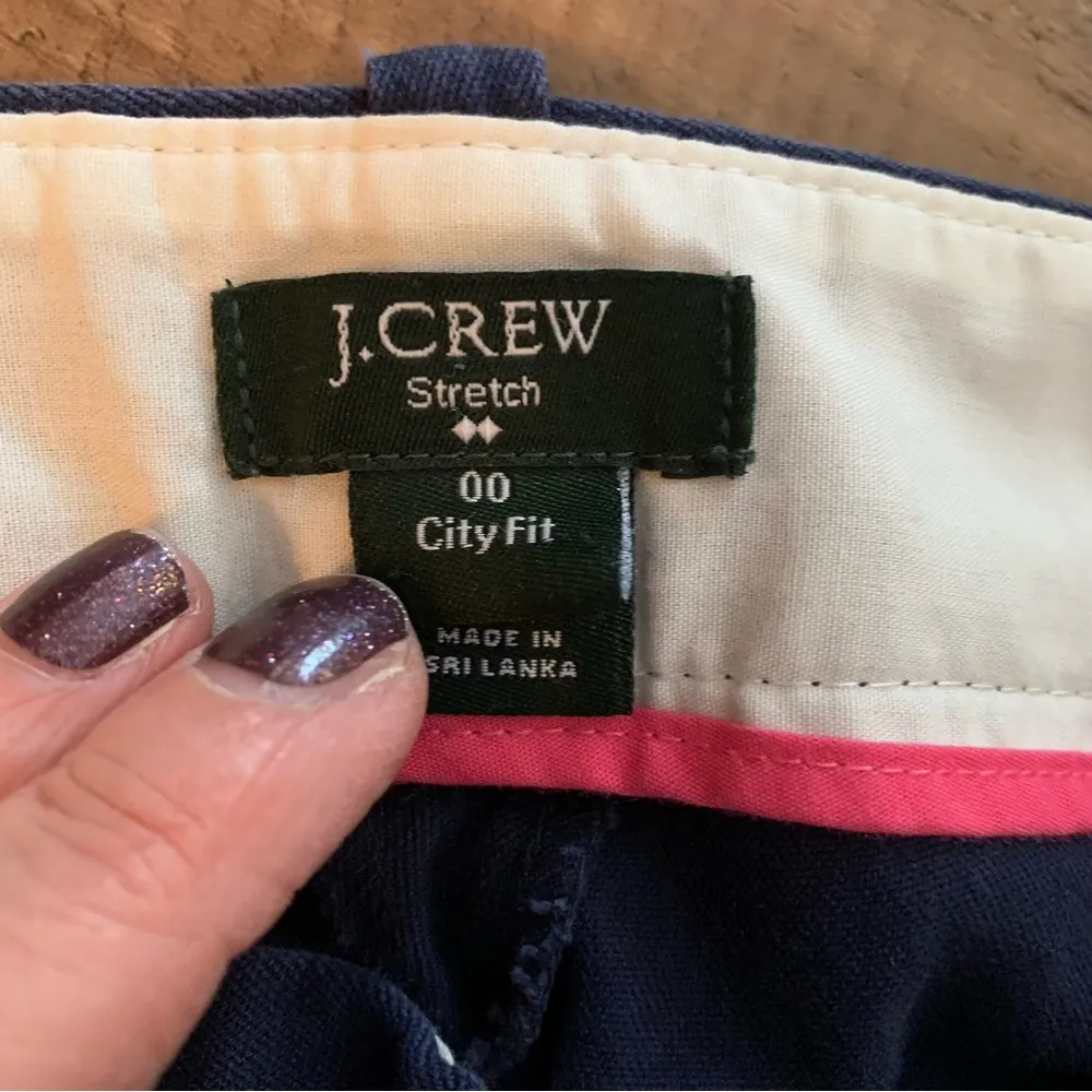 J. Crew Stretch City Fit Women Size 00 Blue Cropped Side Zipper Pants - Image 4