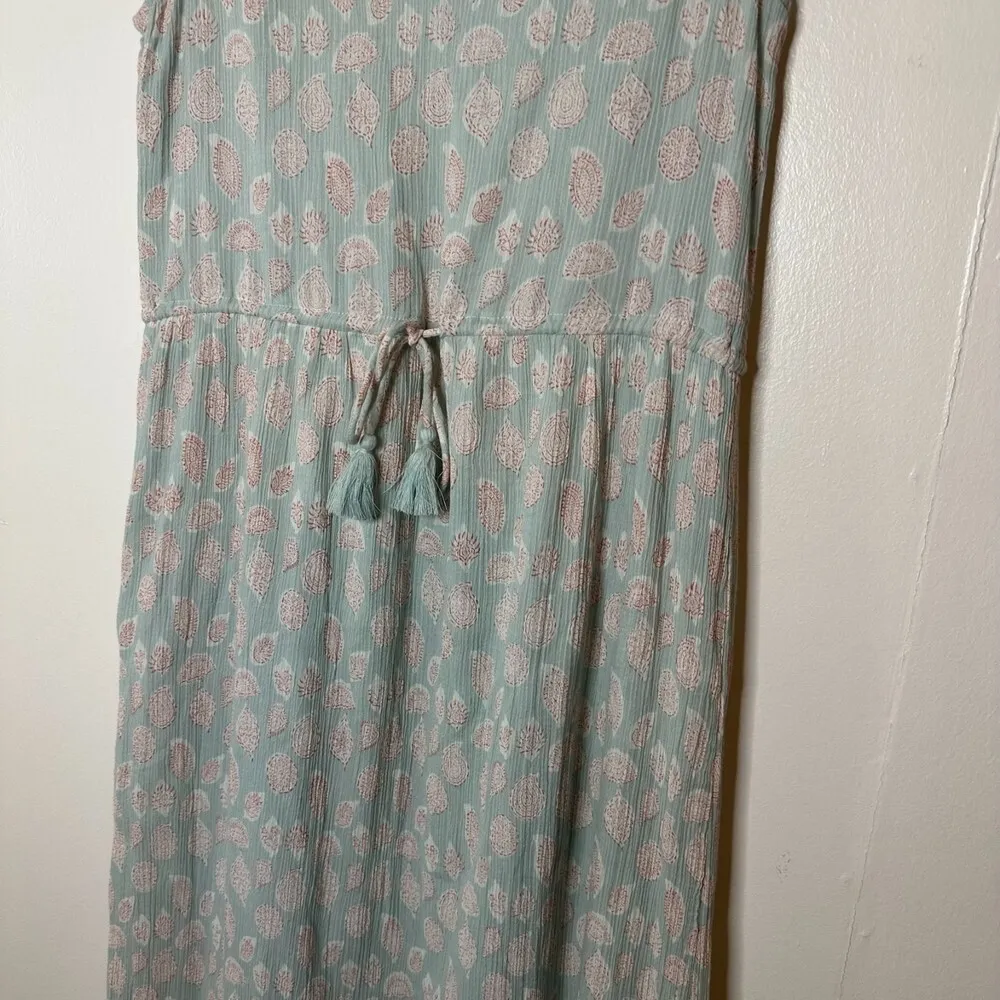Roller Rabbit Seafoam Sleeveless Tie Waist Seashell Floral Maxi Dress XS - Image 4