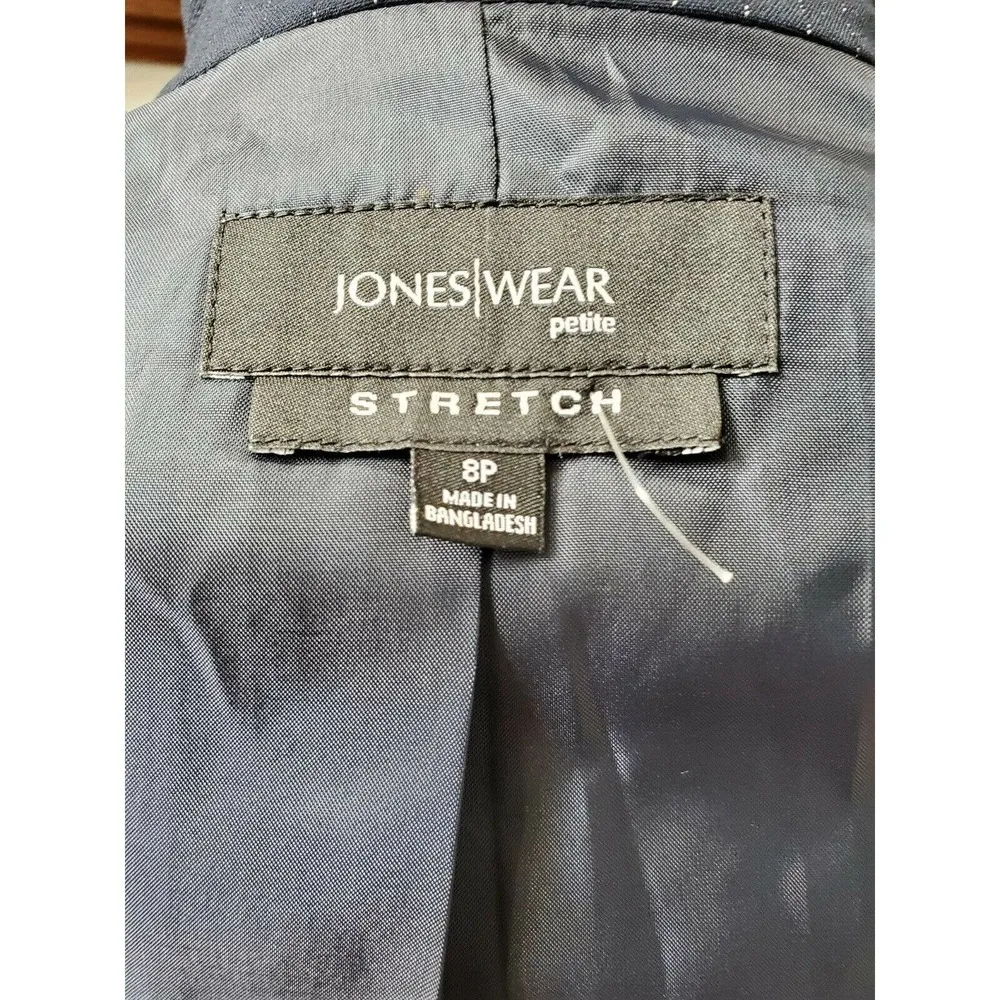 Jones Wear Women's Blue Lined Polyester Long Sleeve 3 Buttons Stretch Blazer 8P - Image 8