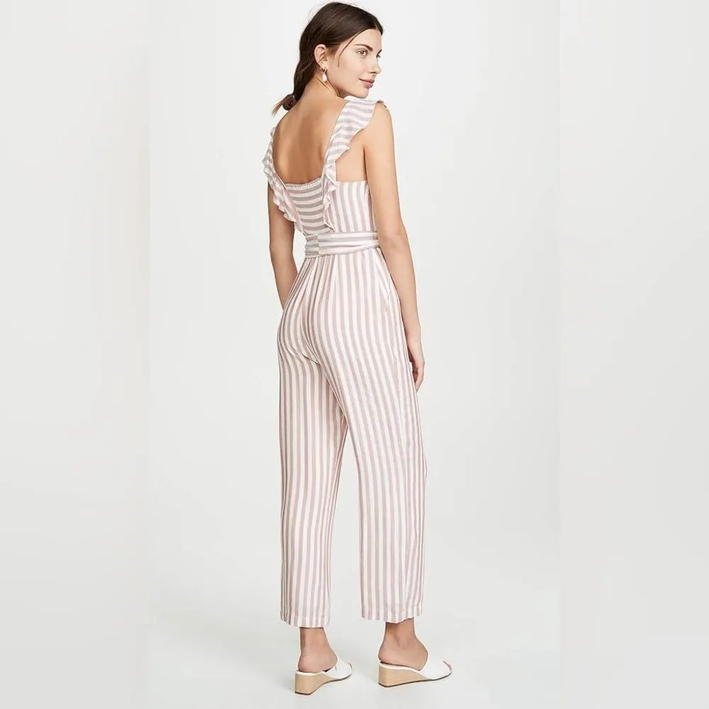 PAIGE Marino Striped Pink White Sleeveless Jumpsuit Tie‎ Belt Size Small New - Image 3