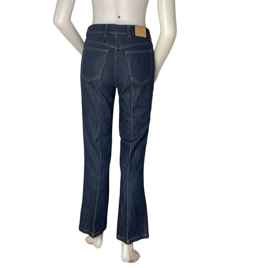 ESCADA Blue Jeans Denim Center Seam Dark Wash Heart Patch Size 38 US 8 Y2K - Image 2