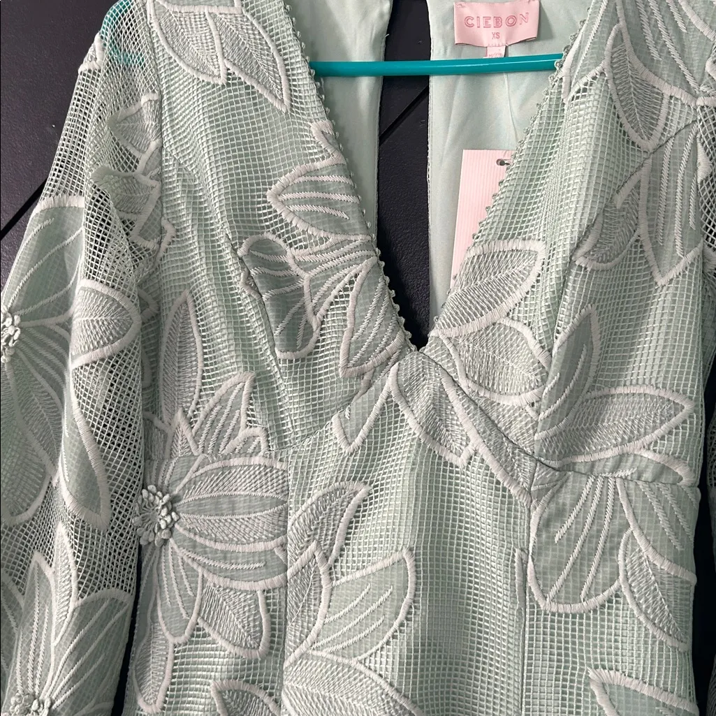 NWT NEW Cibeon Sarilla Long Sleeve Lace Gown Mint Green GORGEOUS Size XS - Image 7