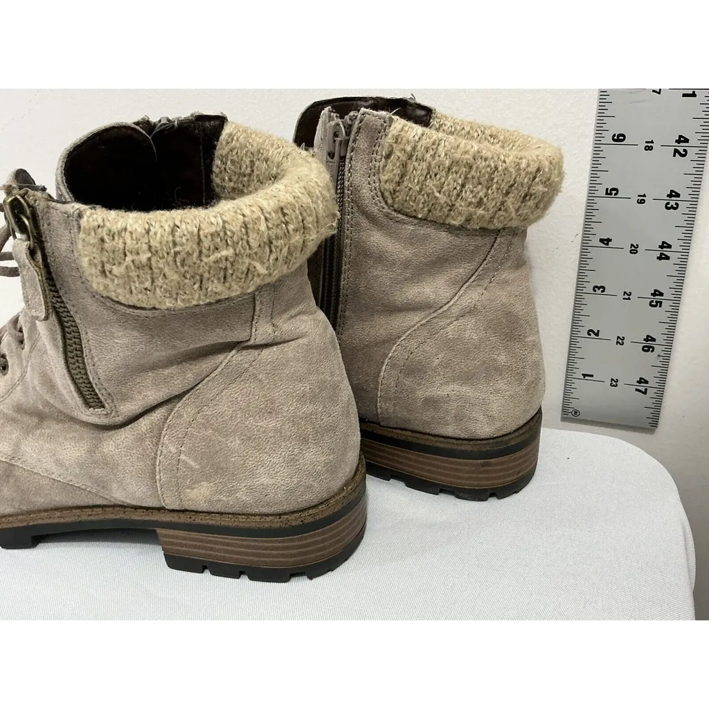 Womans White Mountain Daisy Size 11 M Beige Lace Up Zip Up Ankle Boots - Image 4