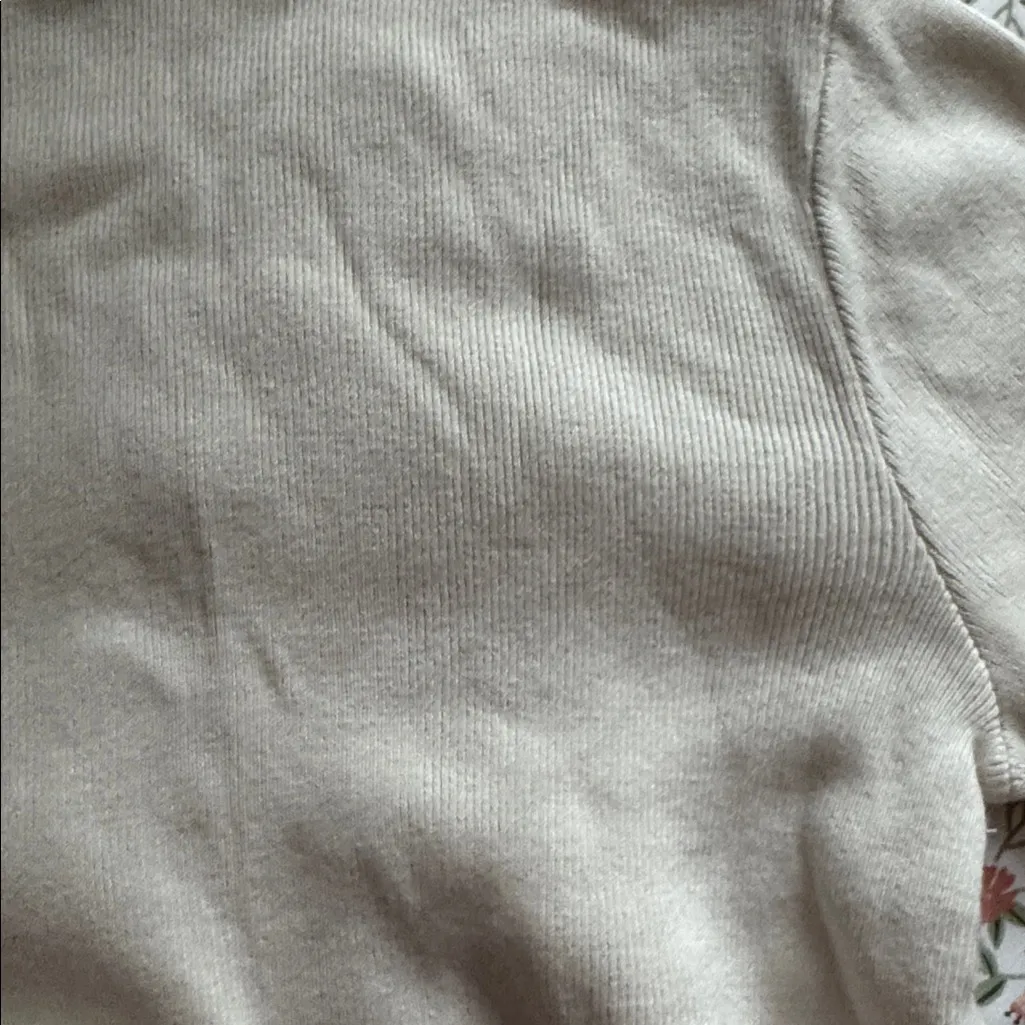 Halogen Cream Turtleneck Ribbed Sweater Bell Sleeves Small - Image 3