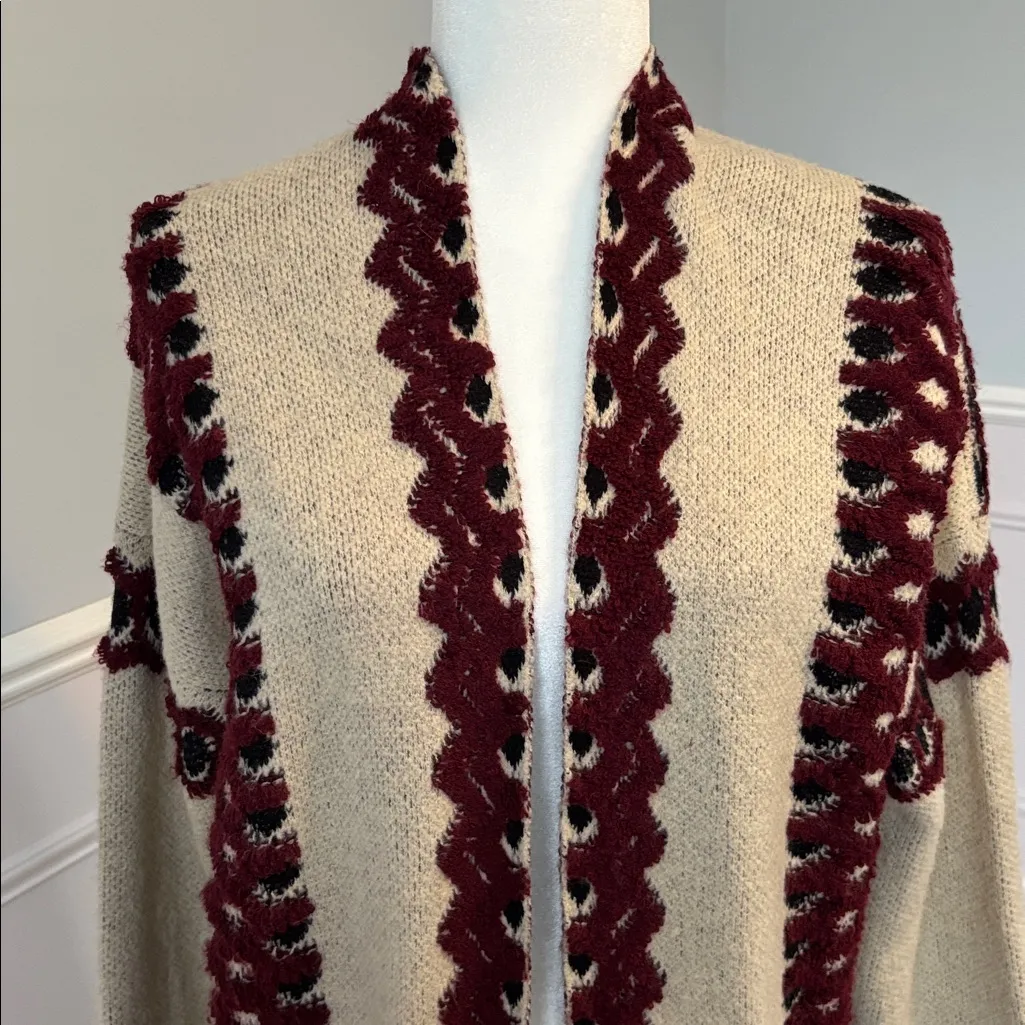 MAX Sport Embroidered Knit Embroidered Longline Cardigan M Boho Western Cowboy Red Size M - Image 4