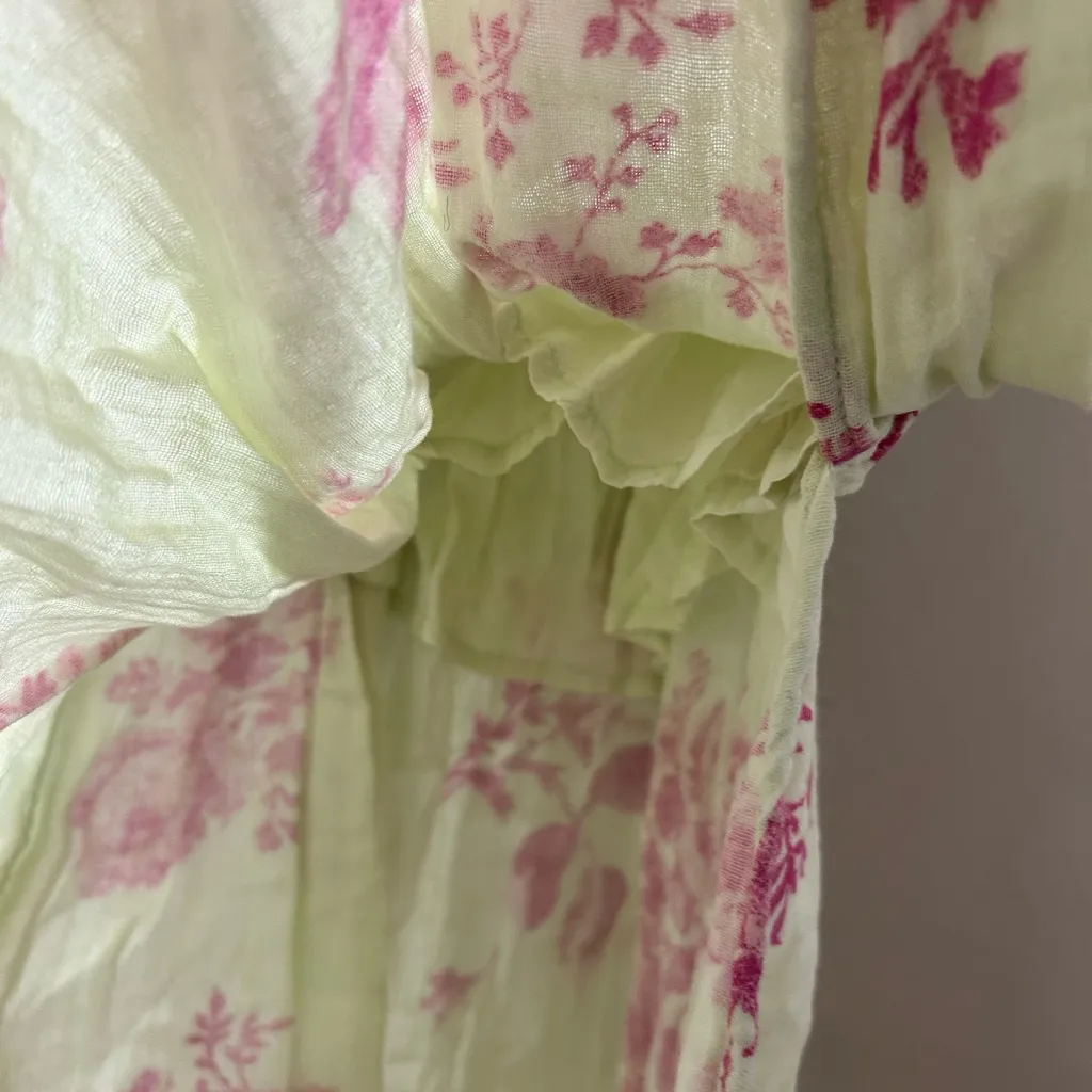 Free People Forget Me Not Maxi Dress Light Green And Pink Floral Sz S - Image 6