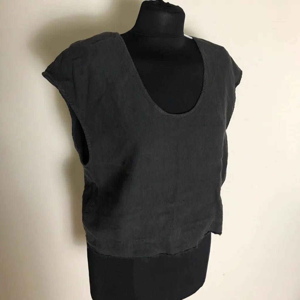 Zara Dark Gray Linen Sleeveless Top NWT - Image 2