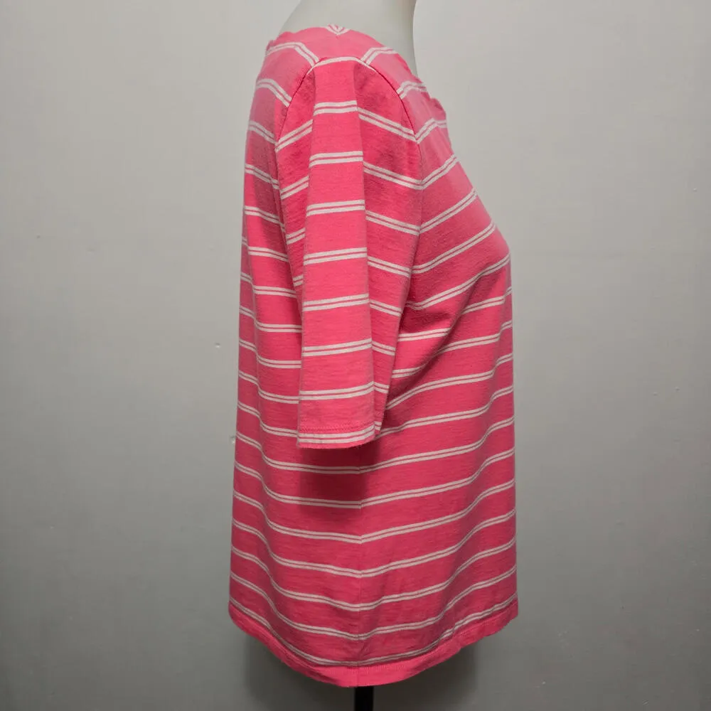Talbots Pink & White Striped Scalloped T - Image 4