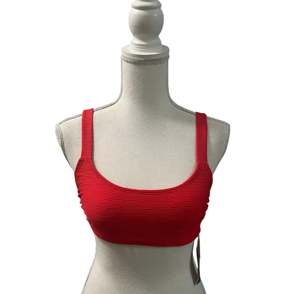 NWT Wild Fable Red Ribbed Knit Bralette Bikini Swimwear Top Small (4-6) - Image 3