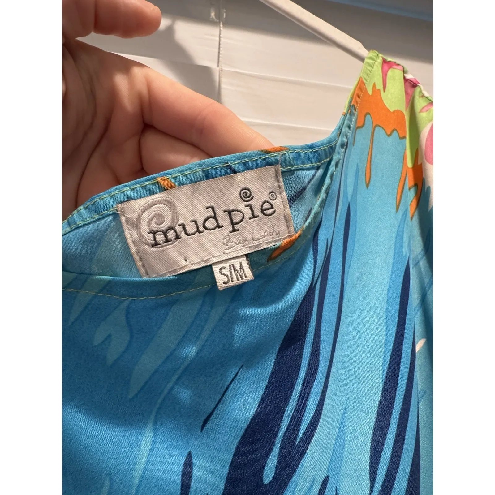 Mud Pie One Shoulder Colorful Bathing Suit Coverup Vacation Dress Small Medium - Image 3