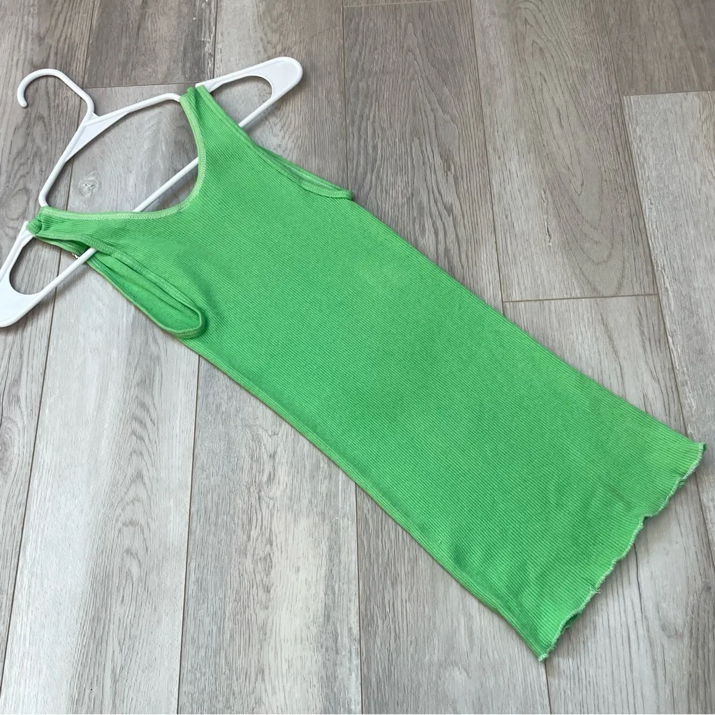 Vintage Y2K Tank jet rhinestone long womens Green (small) john eshaya neon party - Image 4