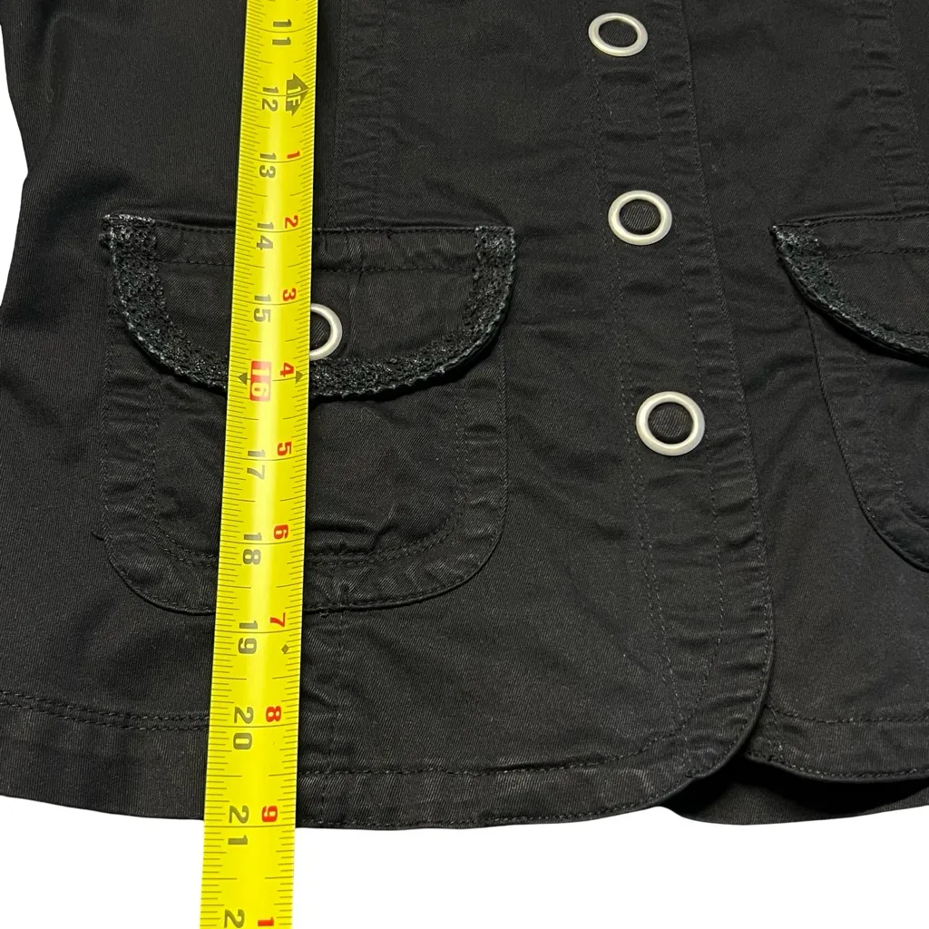 Live A Little Womens Black Military Jacket Size MP Utility Steampunk Y2K - Image 4