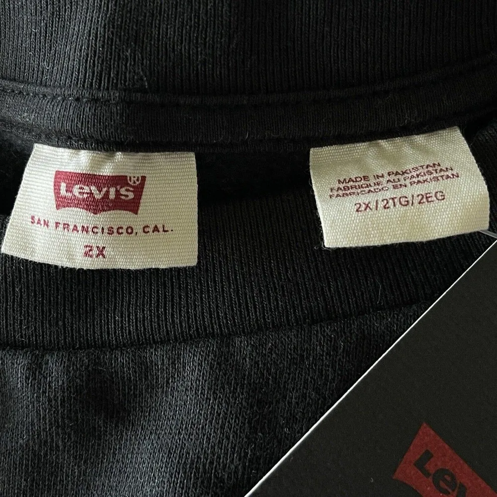 Levi's 2X-Large Sweatshirt Stretch Long Sleeve Black Logo Crew Neck Pullover New - Image 6