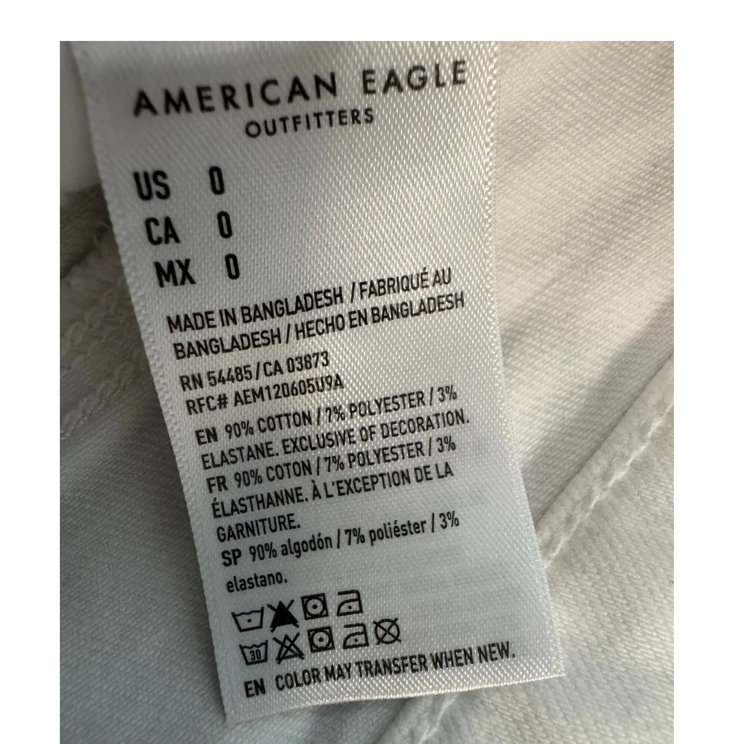 American Eagle White Denim Shorts‎ Size 0 - Image 3