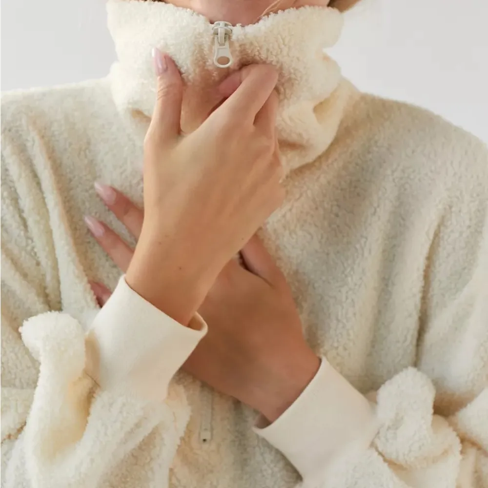 BDG New Leaf Quarter-Zip Cropped Sweatshirt NWT Size M - Ivory - Image 2