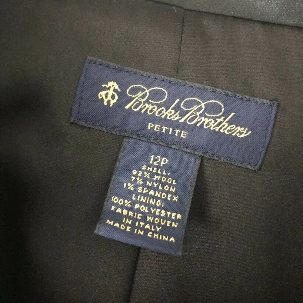 Brooks Brothers Womens Jacket Wool Blend Stretch Pleated 3/4 Sleeve Black 12P - Image 3