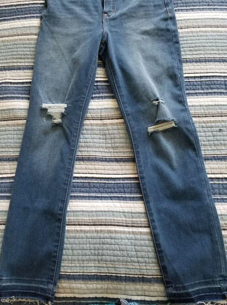 Madewell 10" High-Rise Skinny Distressed Raw Hem Jeans Bixley Blue Sz 25 - Image 3