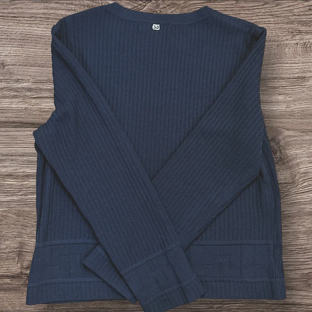 ST. JOHN SPORT by Marie Gray Wool Blend Logo Hem Sweater – Black – Size S - Image 3