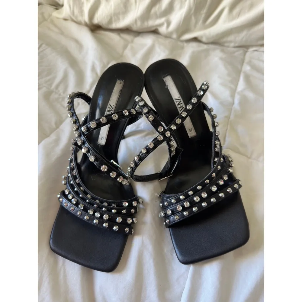 Woman High Heel Studded Jewel Sandals Shoes - Image 3