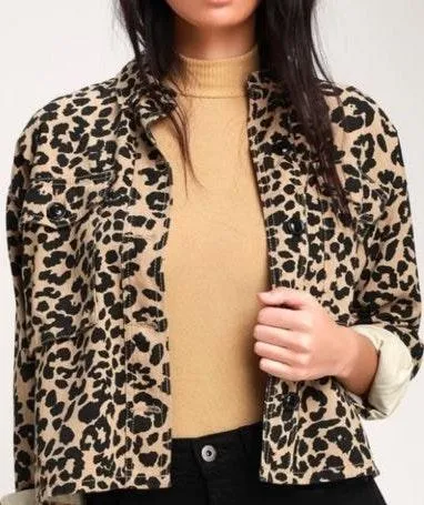 Leopard Print denim jacket Black - Image 4
